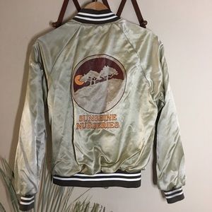 Vintage sunshine nursery satin tan varsity jacket